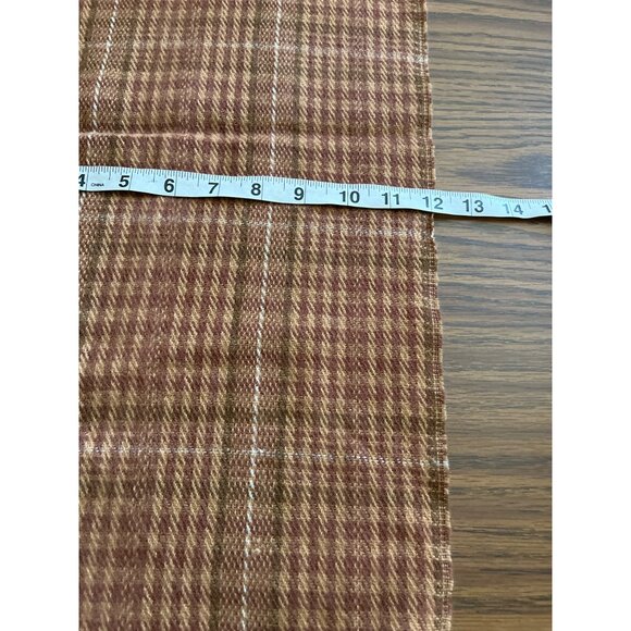 English Village tan brown plaid winter scarf with fringe - Picture 4 of 5